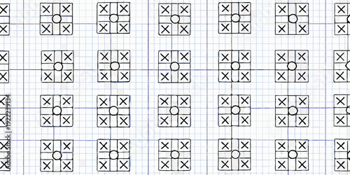 Repeated pattern of x marks surrounding a central o on graph paper