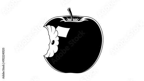 Black Apple Silhouette with Bite