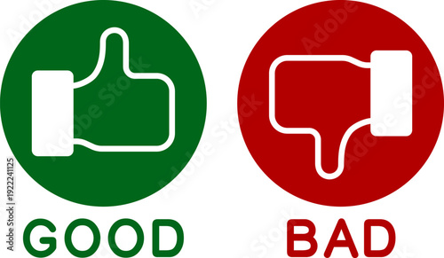GOODとBADのアイコン（Thumbs up and thumbs down icon set.）
