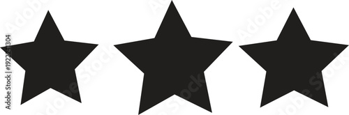 Three black stars rating symbol on white background