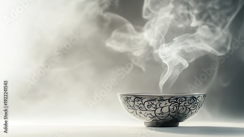 on a white background a beautiful incense floating smoke