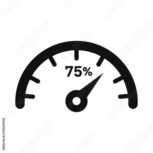 Simple black gauge meter showing seventy five percent on, ui elements