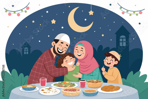 Dynamic Family Sharing Food And Happiness Ramadan Cre Creative Visual