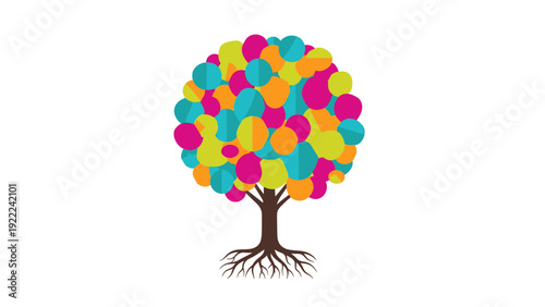 Colorful Tree with Balloons vector illustration