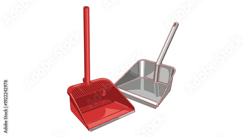 Red and Silver Dustpan and Brush