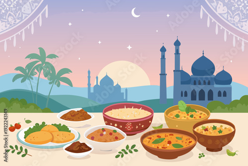 Ramadan Food With Soup Rice And Trad Premium Digital Asset Perfect for Editorial Content