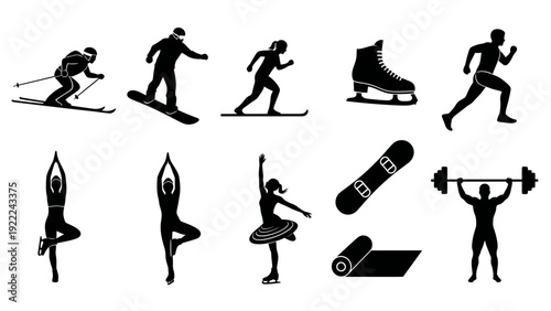 Fitness and Winter Sports Silhouettes