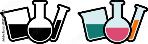 科学の実験器具のアイコン（science lab equipment icons）
