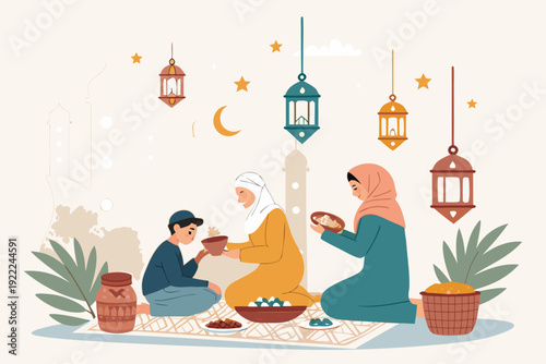 Vibrant Warm Togetherness Muslim Community During Rama Professional Photo