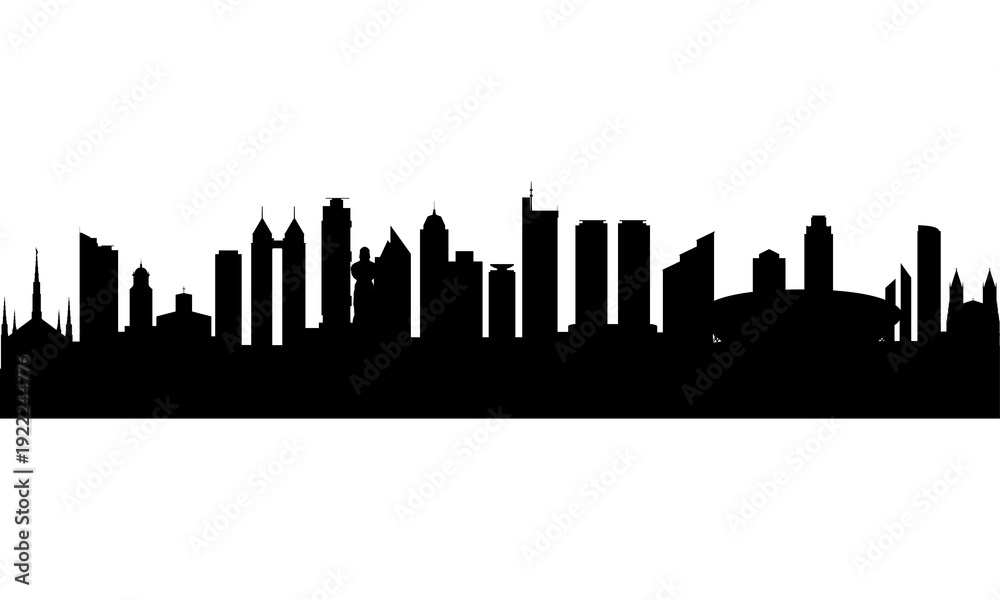 Fototapeta premium Modern Office Building or Apartment Skyscraper Line Art Icon for Urban Real Estate