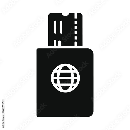 Black usb flash drive with globe icon, ui elements