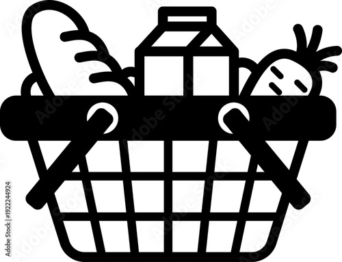 買い物かごのシンプルなアイコン。（Shopping basket simple icon.）
