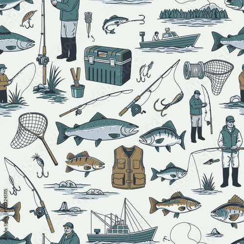 Fishing Seamless Pattern