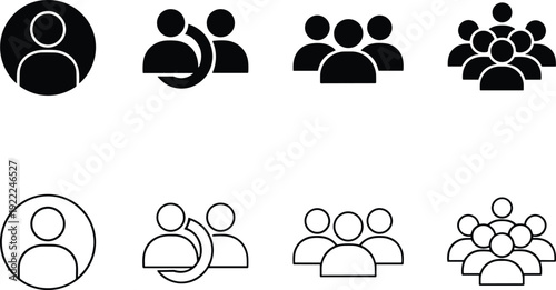 People group icon set User profile symbol Group of people or group of users collection Persons symbol