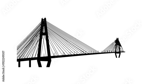 Modern Cable-Stayed Bridge Vector Illustration
