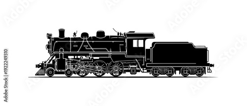 Vintage Steam Locomotive Vector Illustration