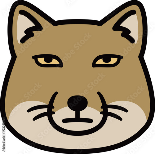 かわいいチベットスナギツネの顔イラスト　ゆるくて個性的な動物キャラクター素材 Cute Tibetan Fox Face Illustration Icon
