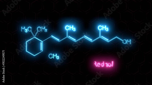 Wallpaper Mural Retinol structural formula, vitamin A. Medical science concept. Neon glowing. Torontodigital.ca