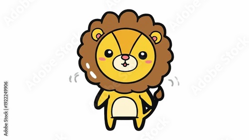 Lion Cute animation, Flat Cartoon Illustration Style	