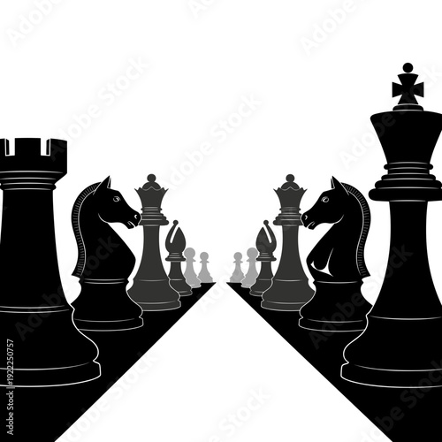 High Contrast Chess Piece Silhouette Facing the Horizon