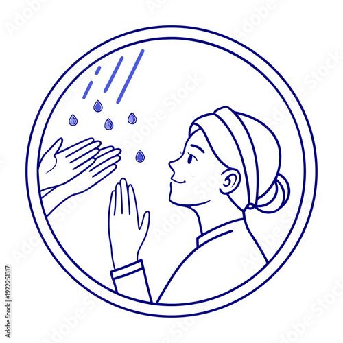 Woman Washing Face with Water Splashes.