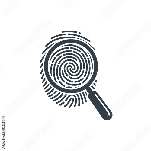 Biometric Fingerprint Analysis with Magnifying Glass Icon