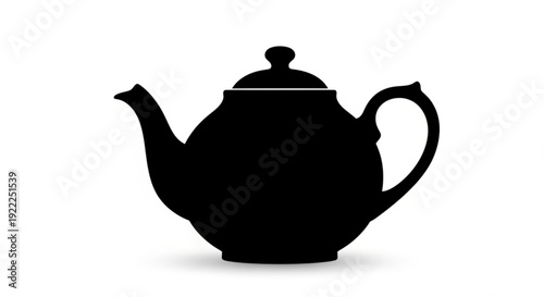 Black teapot silhouette with lid and handle on white background simple kitchenware icon for design