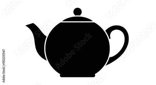 Black teapot icon with lid and handle on white background simple kitchen utensil symbol