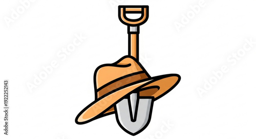 Garden shovel with brown hat on handle gardening tool outdoor work agriculture landscaping