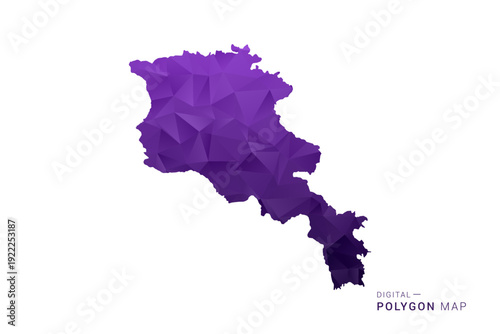 Armenia Map - Polygon Style Vector Illustration in Deep Purple Gradient, Low Poly Geometric Design, Isolated on White Background for Infographics and Digital Use.