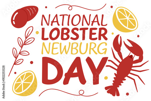 National Lobster Newburg Day Vector, Gourmet Seafood and Culinary Concept