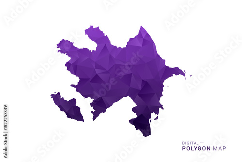 Azerbaijan Map - Polygon Style Vector Illustration in Deep Purple Gradient, Low Poly Geometric Design, Isolated on White Background for Infographics and Digital Use.