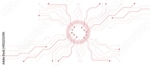 Blue circuit board background with glowing HUD element and central text space. vector illustration of an abstract background