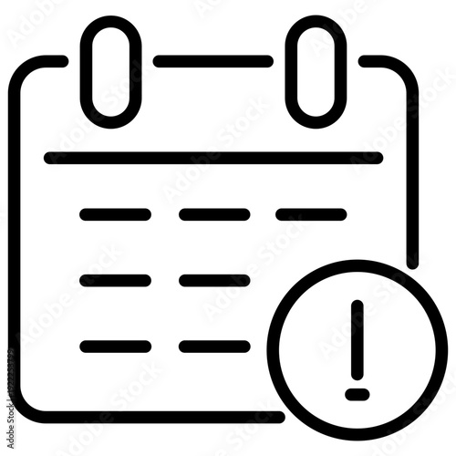 Calendar with an exclamation mark icon
