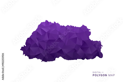 Bhutan Map - Polygon Style Vector Illustration in Deep Purple Gradient, Low Poly Geometric Design, Isolated on White Background for Infographics and Digital Use.