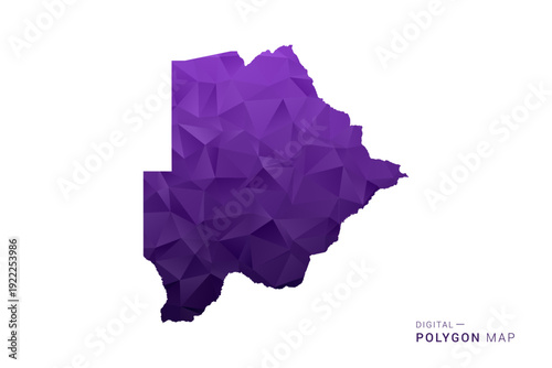 Botswana Map - Polygon Style Vector Illustration in Deep Purple Gradient, Low Poly Geometric Design, Isolated on White Background for Infographics and Digital Use.