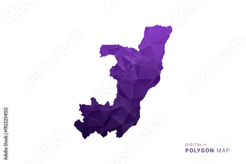 Congo Map - Polygon Style Vector Illustration in Deep Purple Gradient, Low Poly Geometric Design, Isolated on White Background for Infographics and Digital Use.