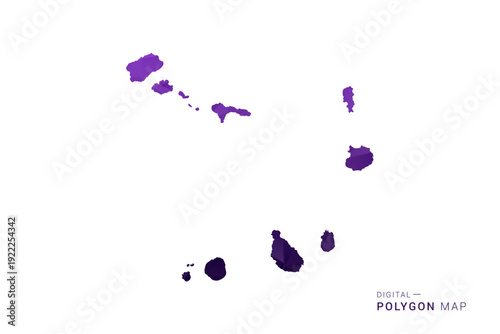 Cabo Verde Map - Polygon Style Vector Illustration in Deep Purple Gradient, Low Poly Geometric Design, Isolated on White Background for Infographics and Digital Use.