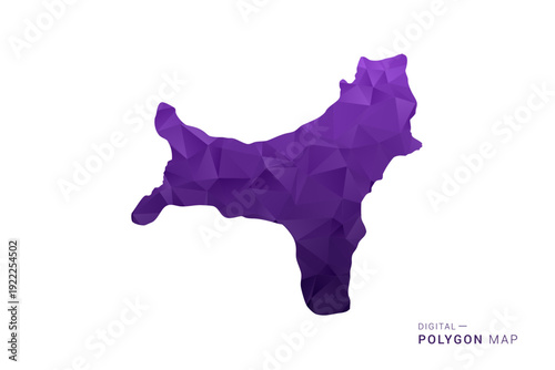 Christmas Island Map - Polygon Style Vector Illustration in Deep Purple Gradient, Low Poly Geometric Design, Isolated on White Background for Infographics and Digital Use.