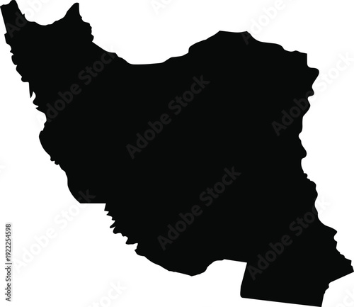 Black silhouette map of Iraq isolated on white background, detailed geographic country outline of Middle East nation for cartography, infographic, and design projects.