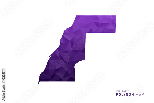Western Sahara Map - Polygon Style Vector Illustration in Deep Purple Gradient, Low Poly Geometric Design, Isolated on White Background for Infographics and Digital Use.