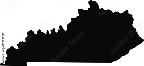 Kentucky State Map Silhouette Isolated on Light Background, Black Outline Geographic Shape Illustration for USA Travel, Education, Business and Graphic Design