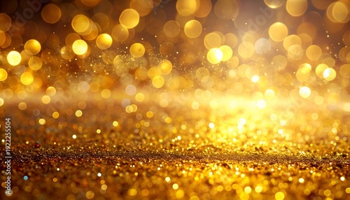 Glimmering golden bokeh, sparkles and light, creating a sparkling, soft focus effect