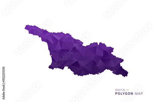 Georgia Map - Polygon Style Vector Illustration in Deep Purple Gradient, Low Poly Geometric Design, Isolated on White Background for Infographics and Digital Use.