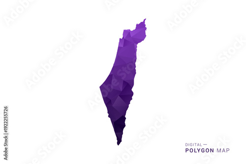 Palestine Map - Polygon Style Vector Illustration in Deep Purple Gradient, Low Poly Geometric Design, Isolated on White Background for Infographics and Digital Use.