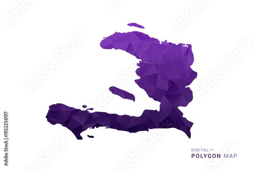 Haiti Map - Polygon Style Vector Illustration in Deep Purple Gradient, Low Poly Geometric Design, Isolated on White Background for Infographics and Digital Use.