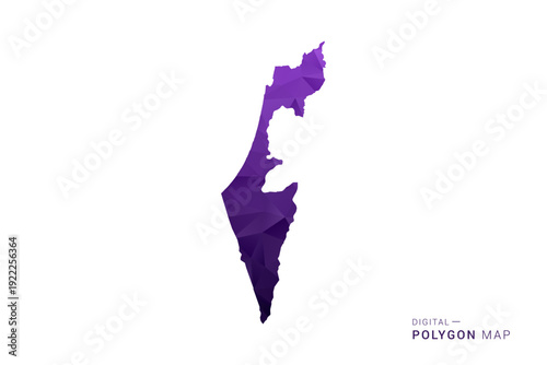 Palestine Map - Polygon Style Vector Illustration in Deep Purple Gradient, Low Poly Geometric Design, Isolated on White Background for Infographics and Digital Use.
