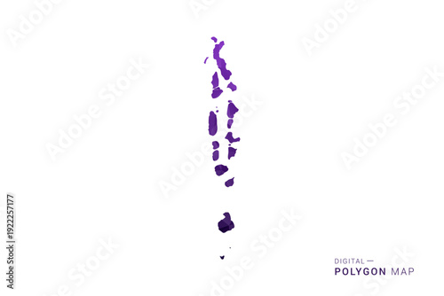 Maldives Map - Polygon Style Vector Illustration in Deep Purple Gradient, Low Poly Geometric Design, Isolated on White Background for Infographics and Digital Use.