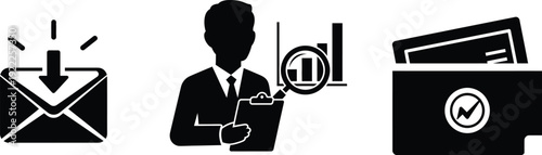 Businessman interacting with email internet and files