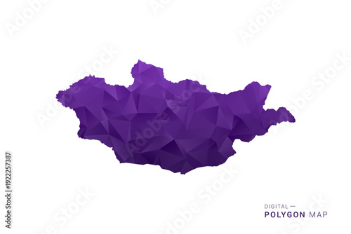 Mongolia Map - Polygon Style Vector Illustration in Deep Purple Gradient, Low Poly Geometric Design, Isolated on White Background for Infographics and Digital Use.